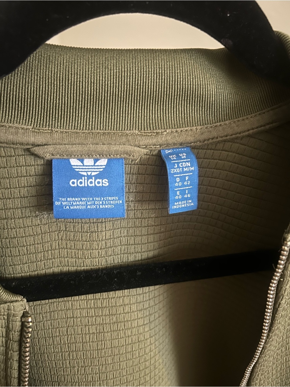 Adidas Originals Olive Green Cropped Bomber Jacket Zip Up Oversized | Size M - Picture 4 of 7